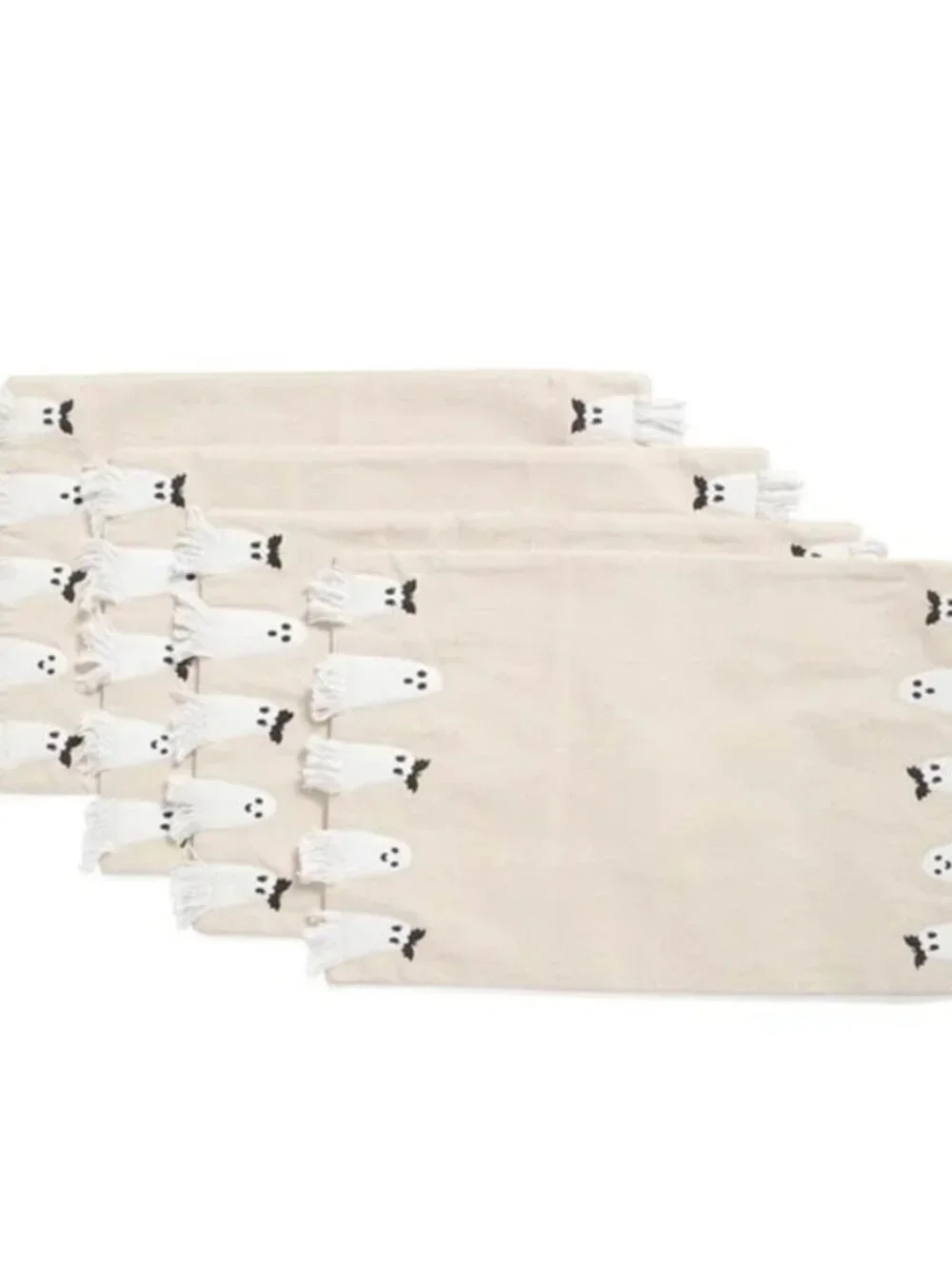 NWT Cupcakes & Cashmere 4pc Fringe Ghost Halloween Placemats